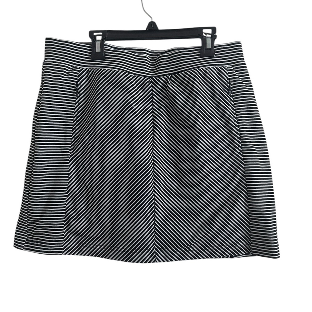 T by Talbots Golf Skort Sz  L Petite black white striped pockets Tennis Preppy